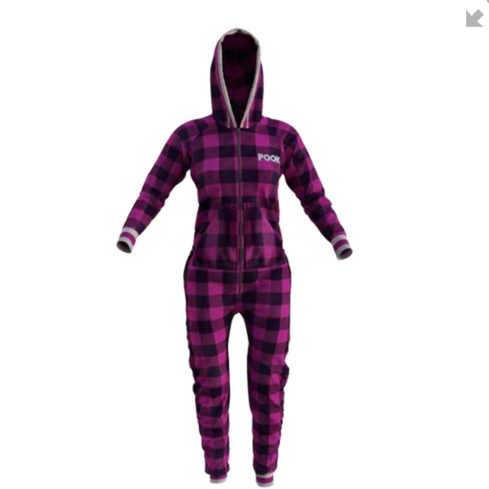 Adult Pook Pink plaid onesie Size XS, 90-110 lbs New Without Tags
